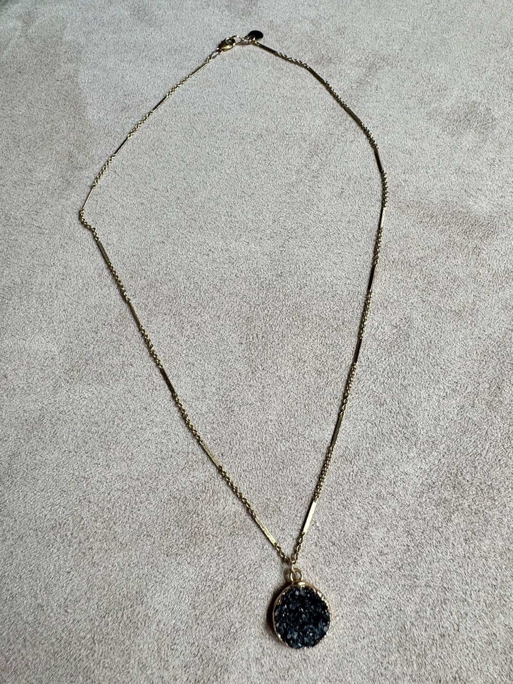 Mickey Lynn Gold Necklace with Black Druzy Pendant